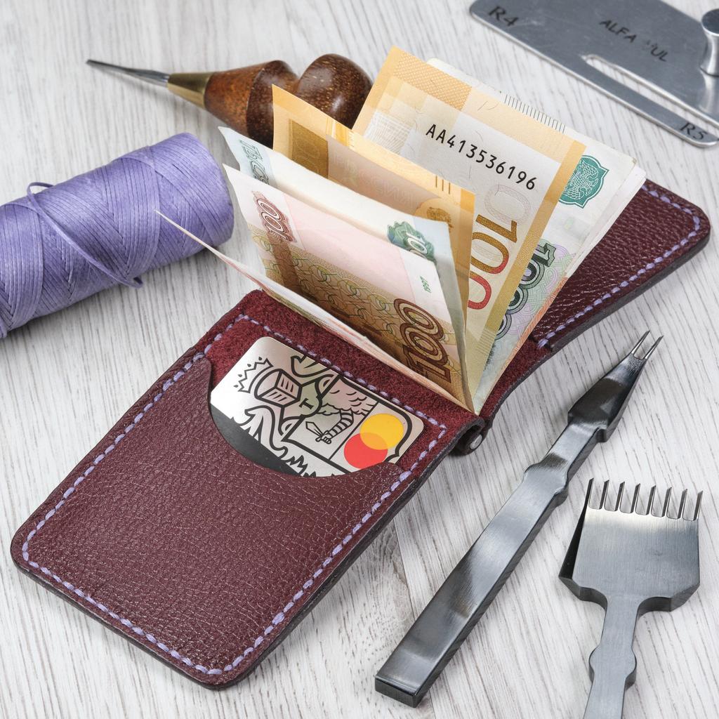 Зажим для денег "Бургундия ". Кожа