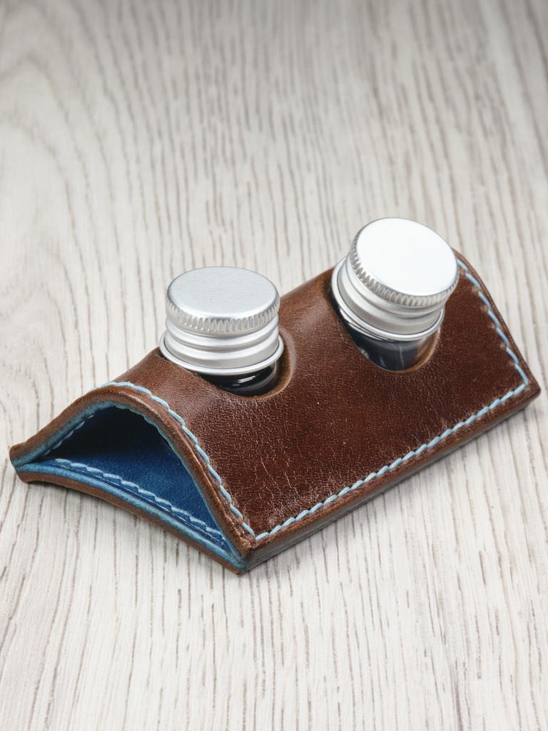 Чернильница Консул (синий) .  Кожа.