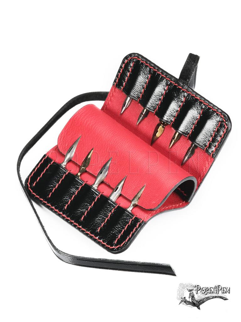 Кожаный пенал для перьев "Black Cardinal"