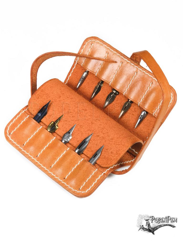Кожаный чехол для 10 перьев Orange ручной работы из кожи Краст