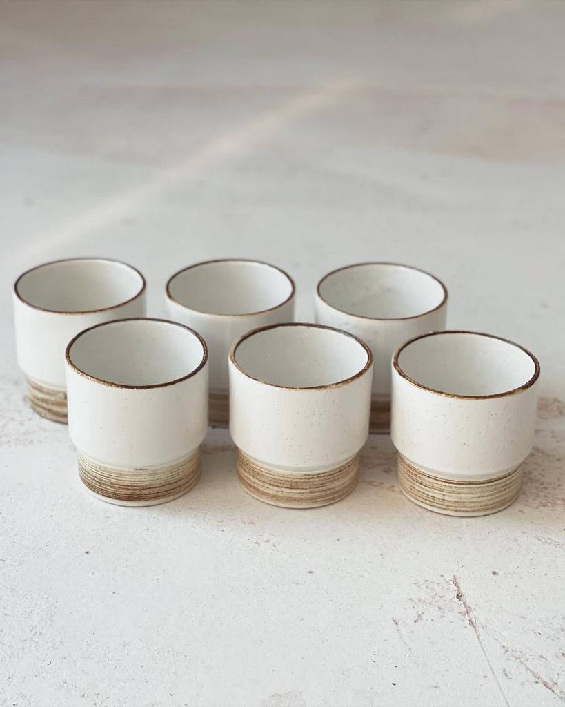 White and brown coffee glass "Tetriflat"