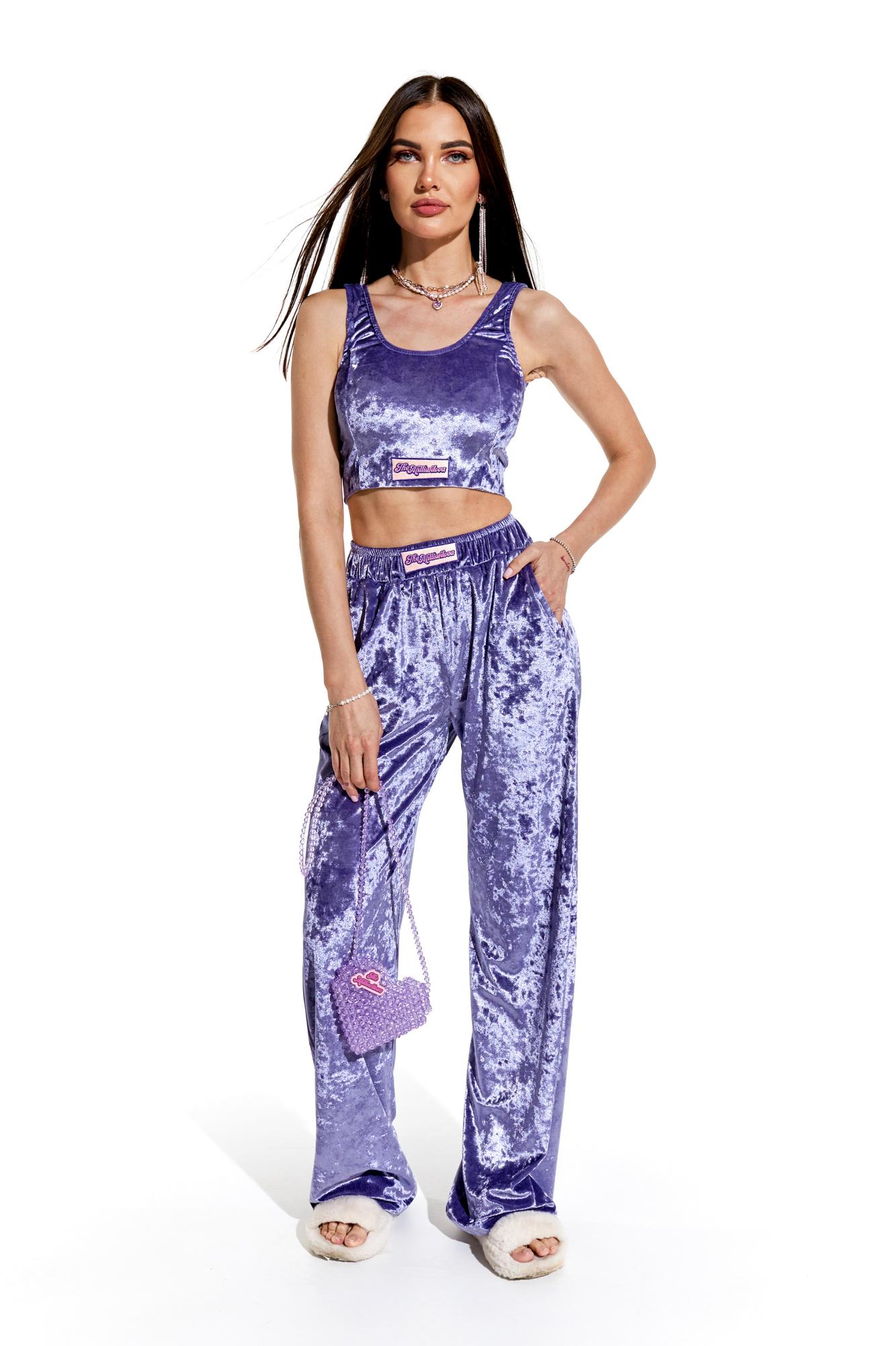 Бархатный костюм, сиреневый жатый