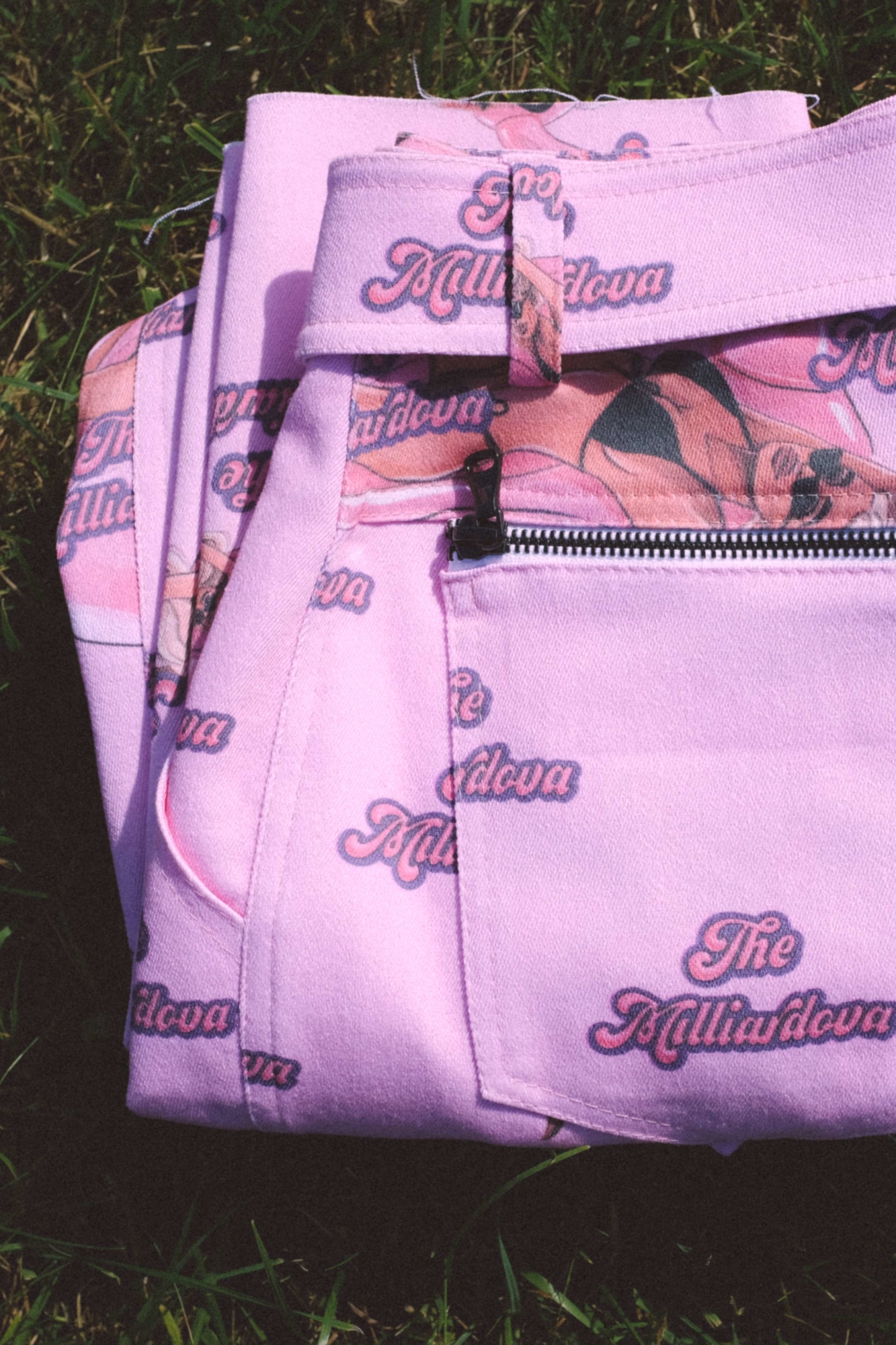 Брюки джинсовые ECSAPISM, розовые