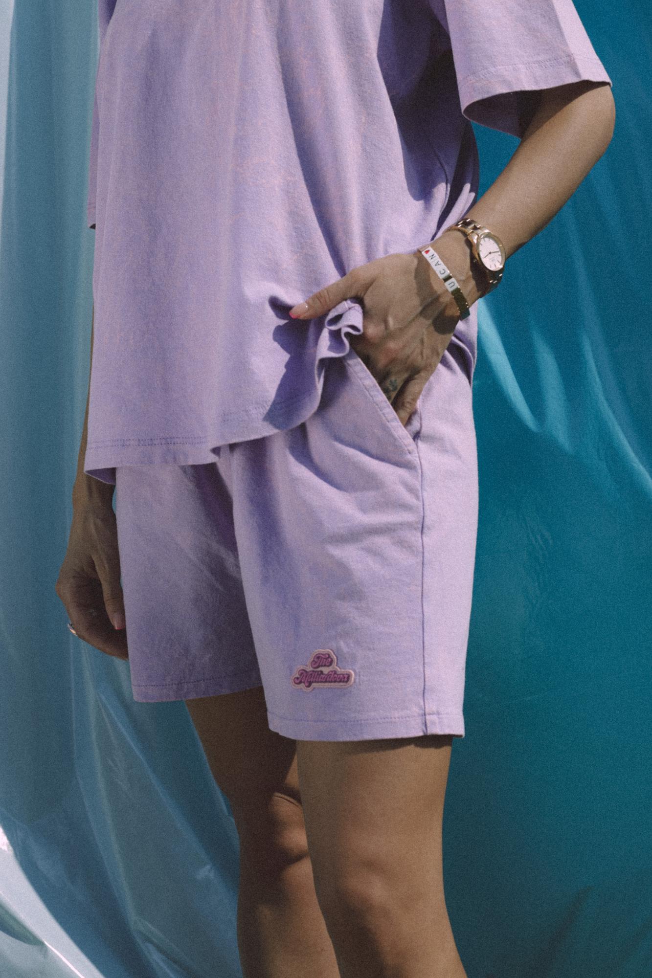 Шорты вареные, сиреневые