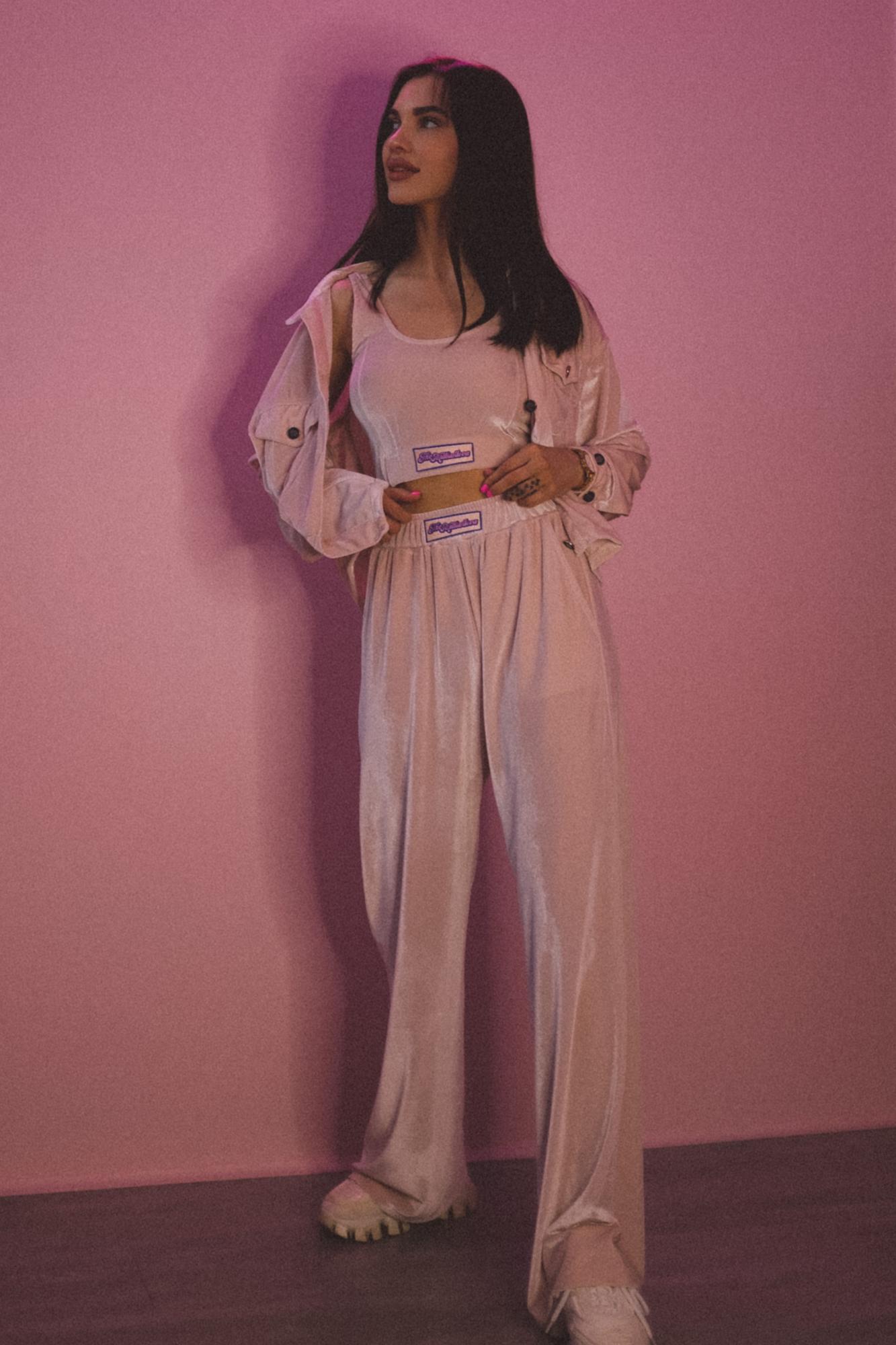 Брюки бархатные, шампань