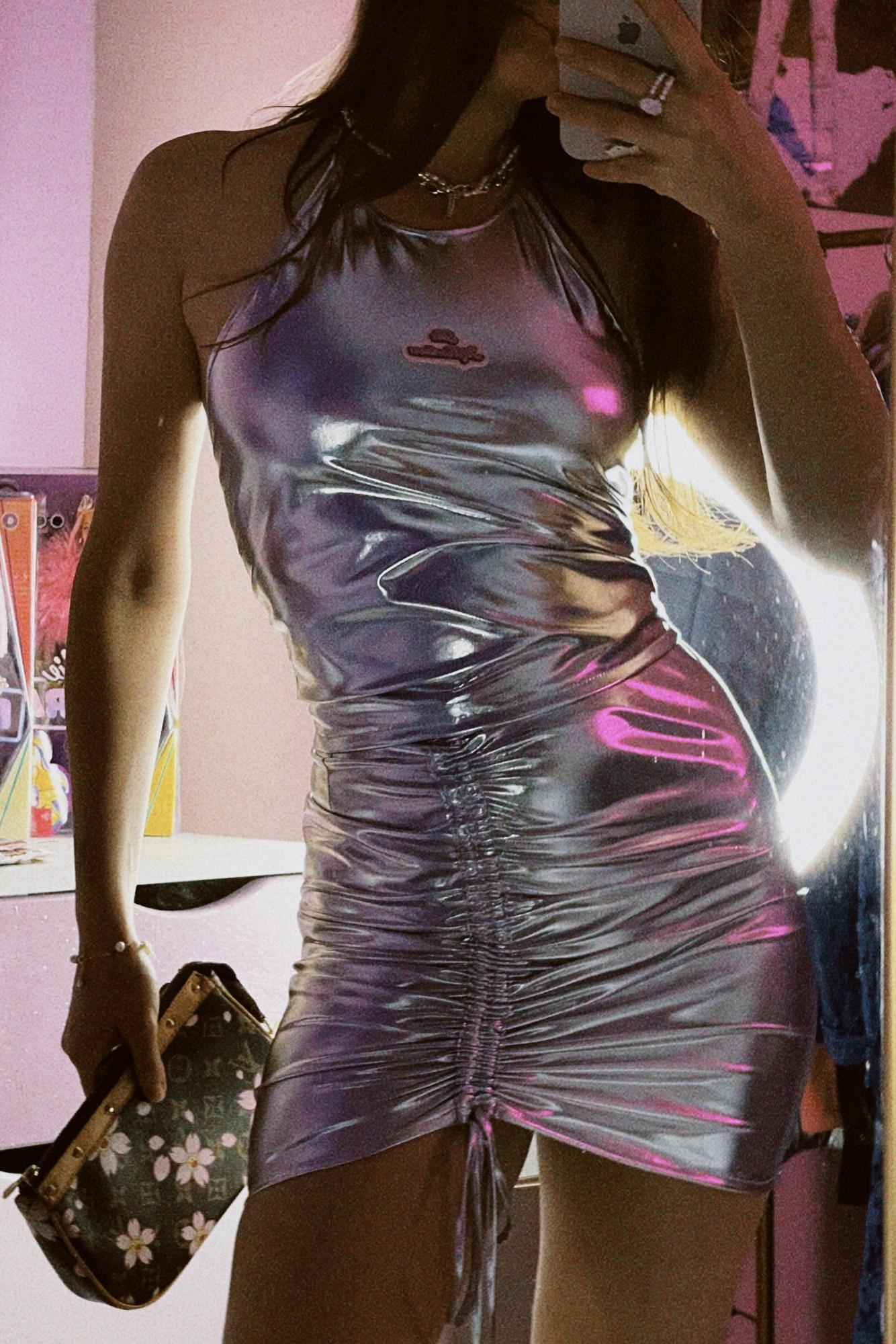 Юбка-мини с завязками, металлик