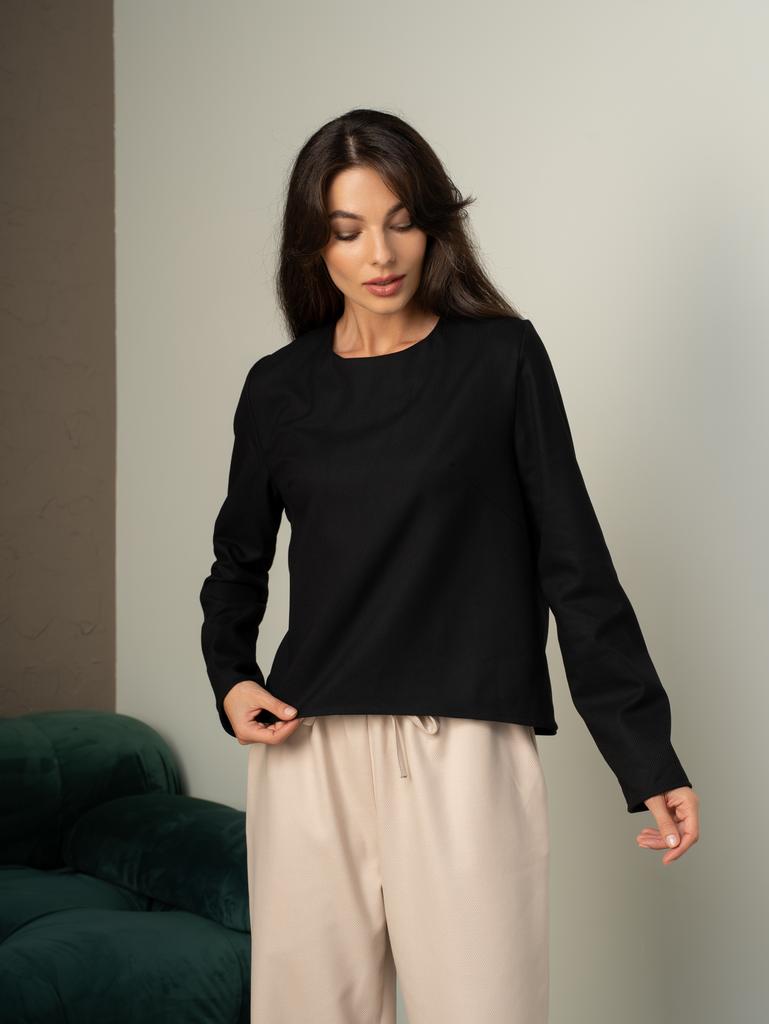 Лонгслив BASE из фактурной ткани (Чёрный)