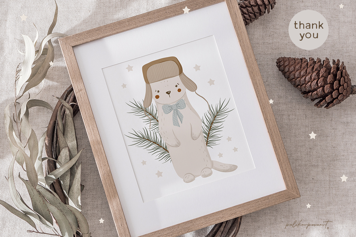 Collection "Merry Christmas"- kids illustrations and patterns, winter wreaths and postcards