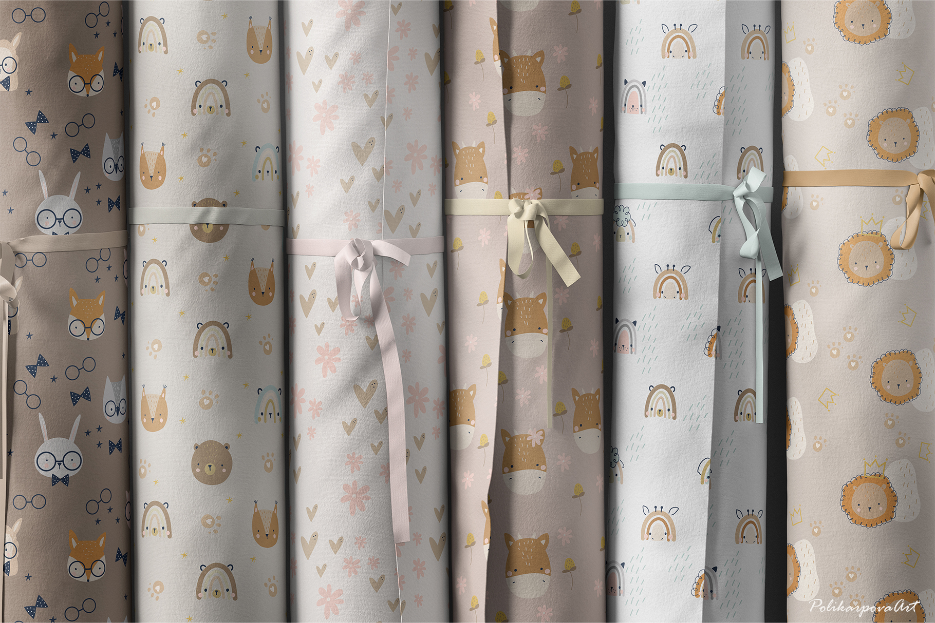 Vector collection "Baby Animals" - children's illustrations and seamless patterns