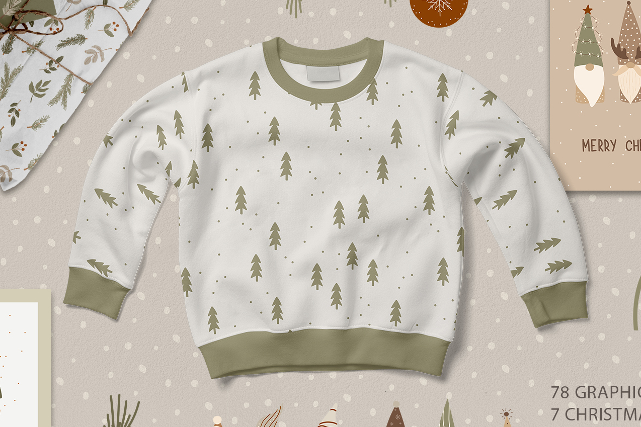 Vector collection "Christmas Gnomes" - children's illustrations and seamless patterns