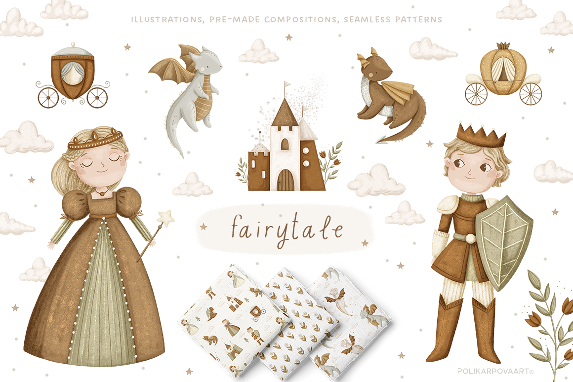 Collection "Fairytale" - magical illustrations, compositions and patterns