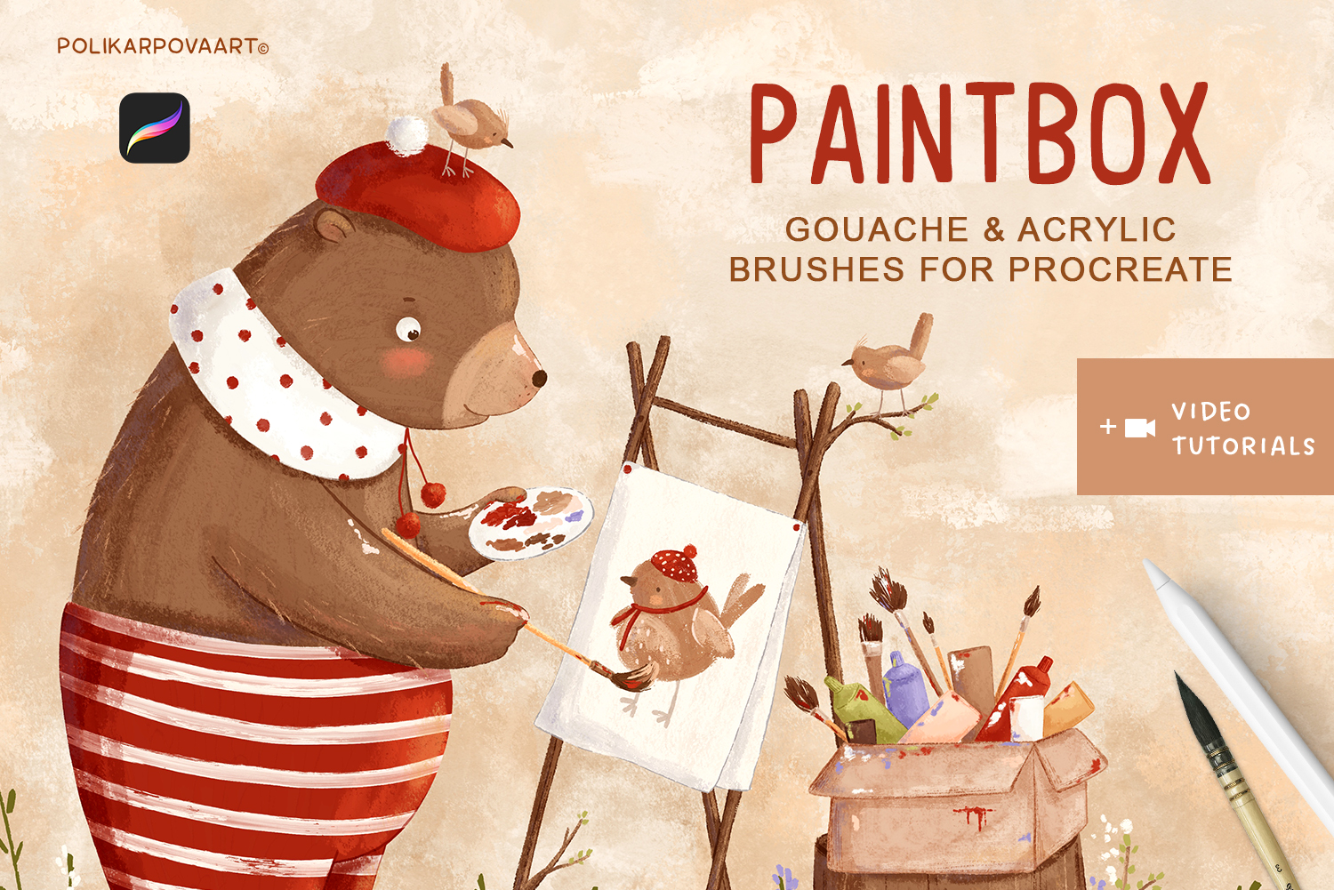 "Paintbox" - set of gouache and acrylic brushes for Procreate