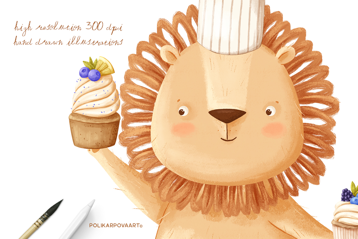 "Yummy party" collection - illustrations, compositions, posters and seamless patterns