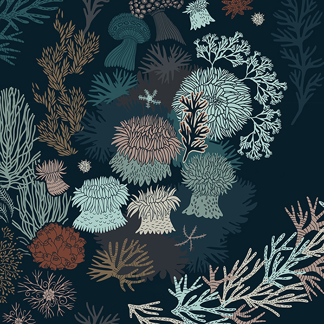 Интерьерная ткань Актинии (темный фон)