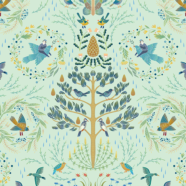 Интерьерная ткань Сариола (зеленый фон)