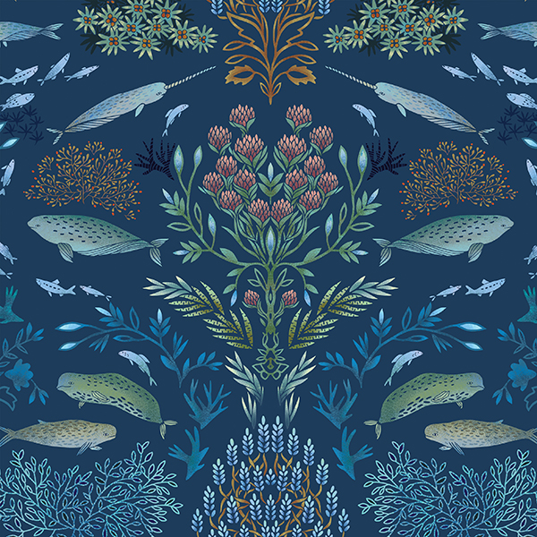 Интерьерная ткань Луотола (синий фон)