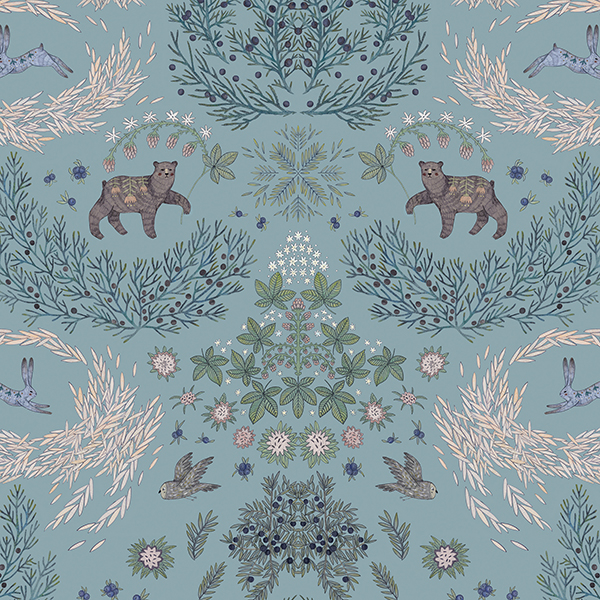 Интерьерная ткань Ошпи (Наллекарху) голубой фон