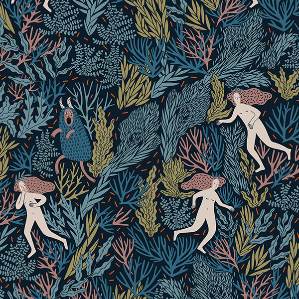 Интерьерная ткань Страх (черный фон)