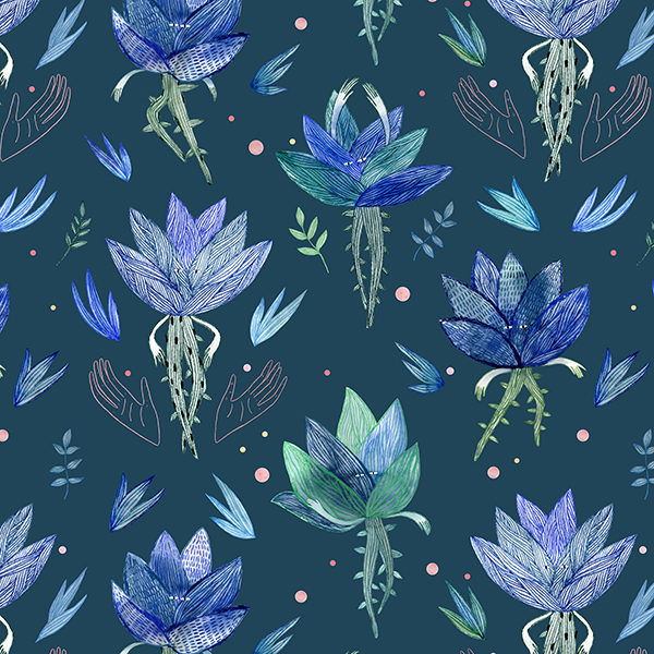 Интерьерная ткань Марена (синий фон)