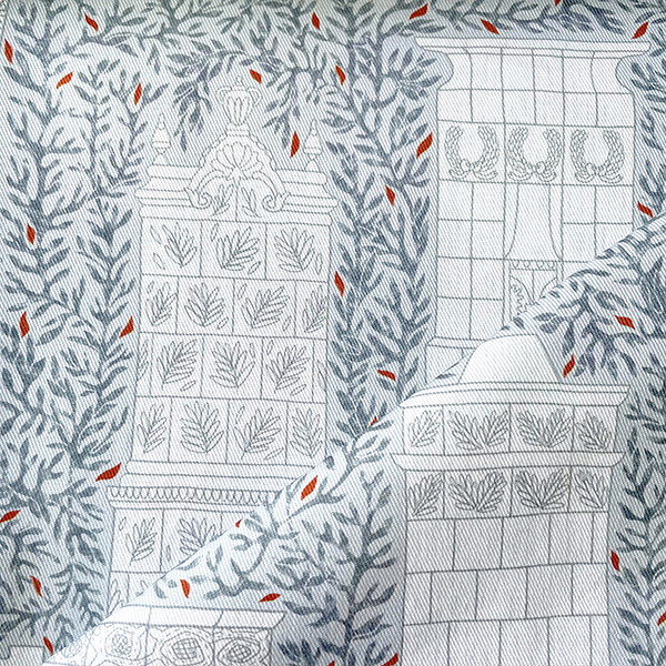 Интерьерная ткань Печи (серый с веточками)