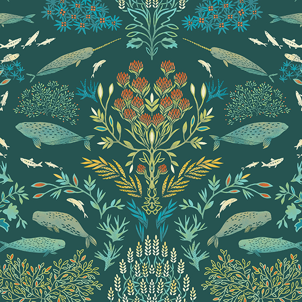 Интерьерная ткань Луотола (зеленый фон)