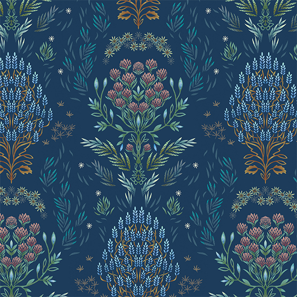 Интерьерная ткань Пуяс (компаньон Луотола) синий фон