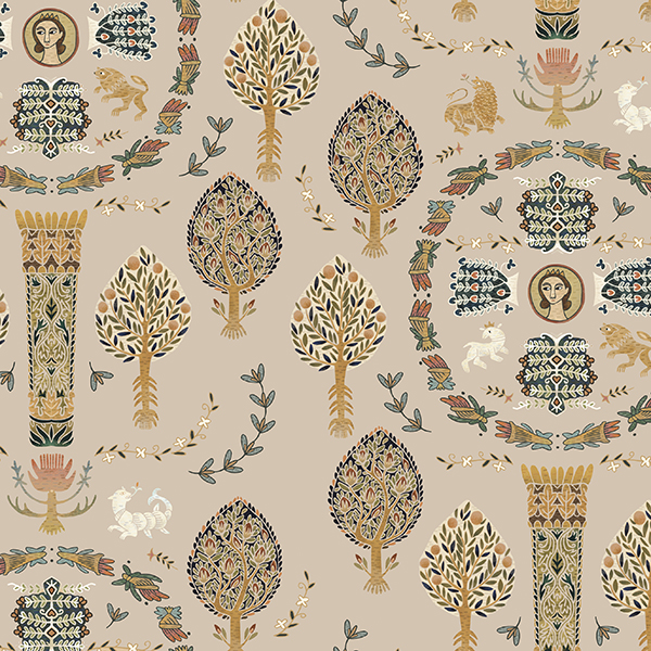 Интерьерная ткань Коптская (бежевый фон)