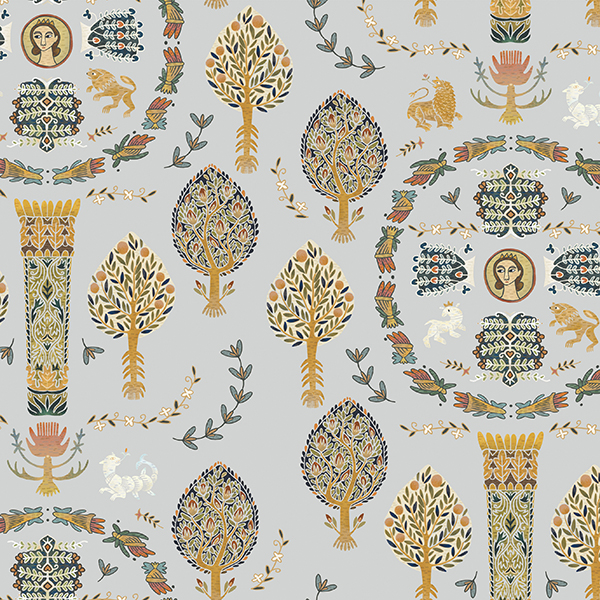 Интерьерная ткань Коптская (серый фон)