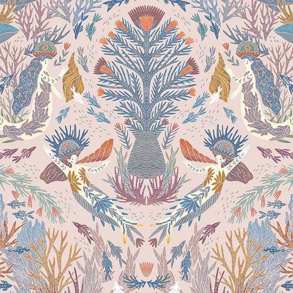 Интерьерная ткань Гандвик (розовый фон)