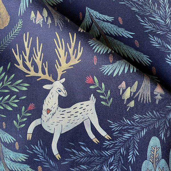 Интерьерная ткань Сосново (фиолетовый фон)