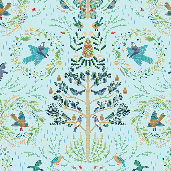 Интерьерная ткань Сариола (голубой фон)