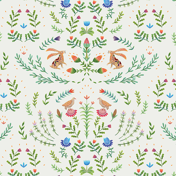 Интерьерная ткань Ӧмидз (светлый фон)