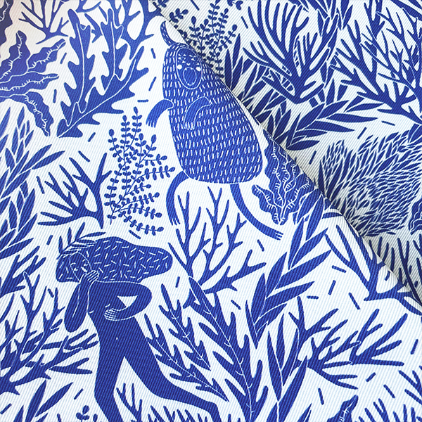 Интерьерная ткань Страх (сине-белая)