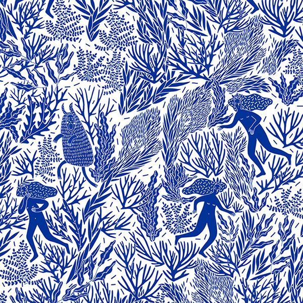 Интерьерная ткань Страх (сине-белая)