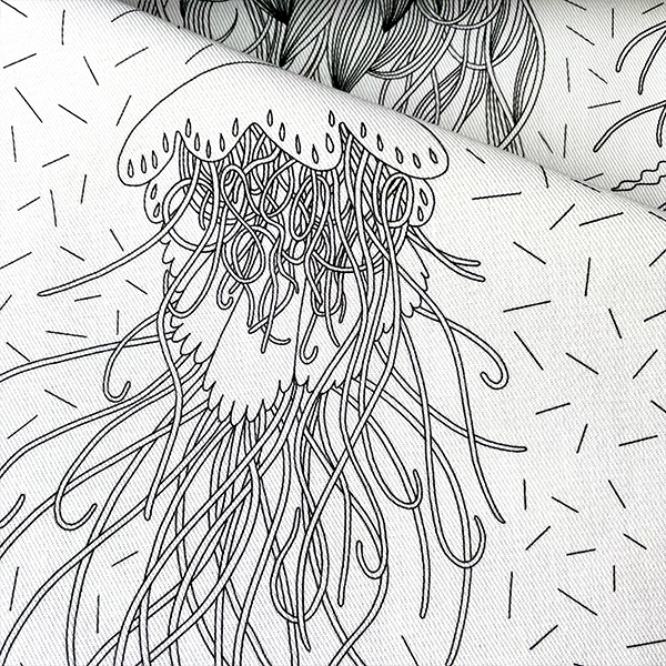 Интерьерная ткань Медузы (белый фон)