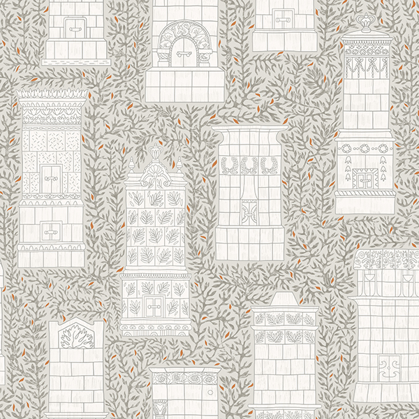 Интерьерная ткань Печи (бежевый с веточками)