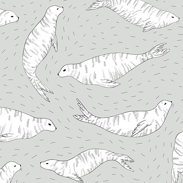 Интерьерная ткань Нерпы (серый фон)