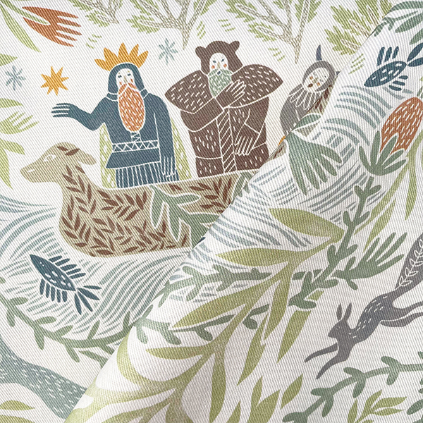 Интерьерная ткань Биармия (бежевый фон)