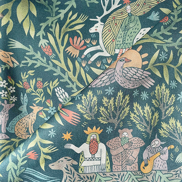 Интерьерная ткань Биармия (зеленый фон)