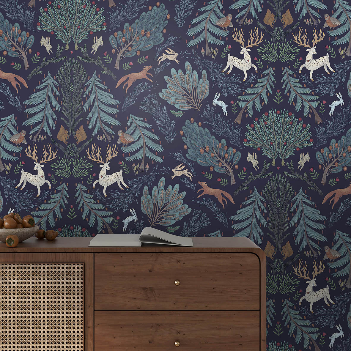 Обои Сосново (темно-фиолетовый фон)