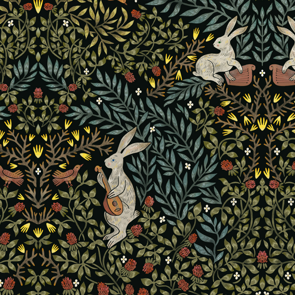 Интерьерная ткань Шылад (черный фон)