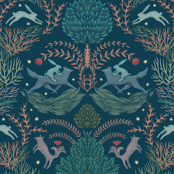 Интерьерная ткань Метсола (темный фон)