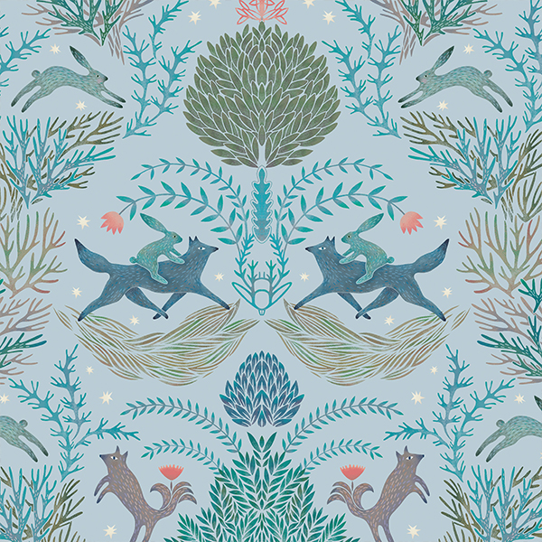 Интерьерная ткань Метсола (голубой фон)