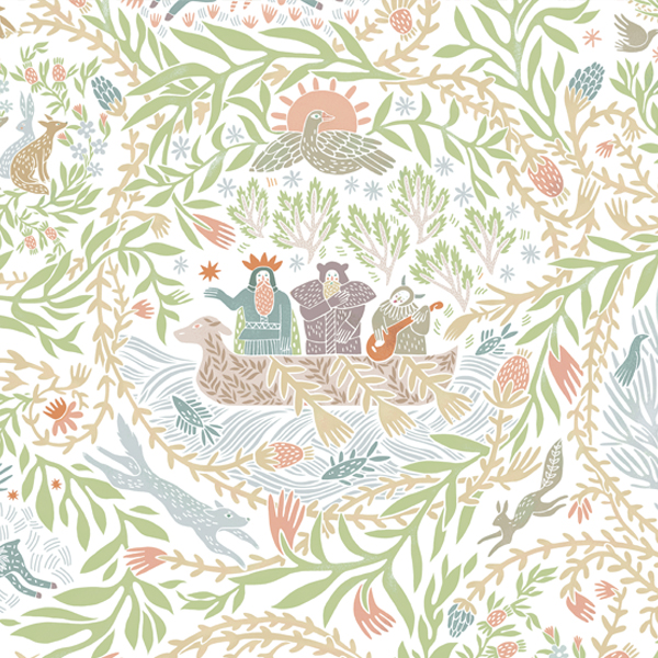 Интерьерная ткань Биармия (белый фон)