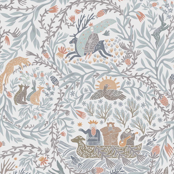 Интерьерная ткань Биармия (светло-серый фон)