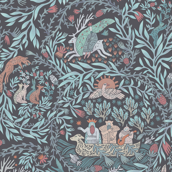 Интерьерная ткань Биармия (темно-серый фон)