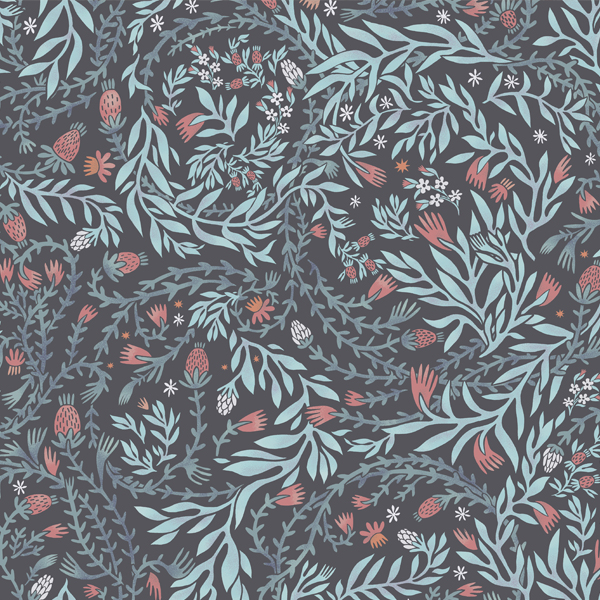 Интерьерная ткань Эмтор (темно-серый фон)  компаньон для Биармии