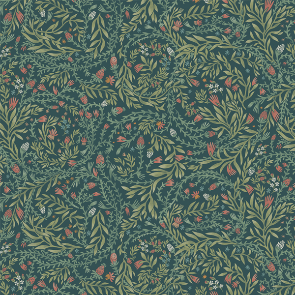 Интерьерная ткань Эмтор (зеленый фон)  компаньон для Биармии