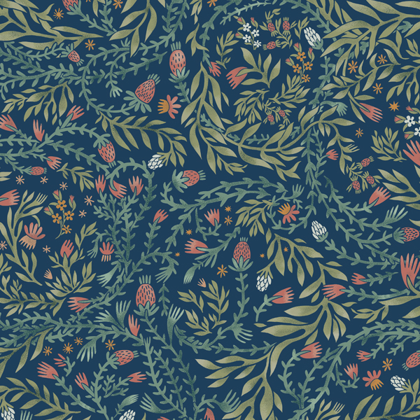 Интерьерная ткань Эмтор (синий фон)  компаньон для Биармии