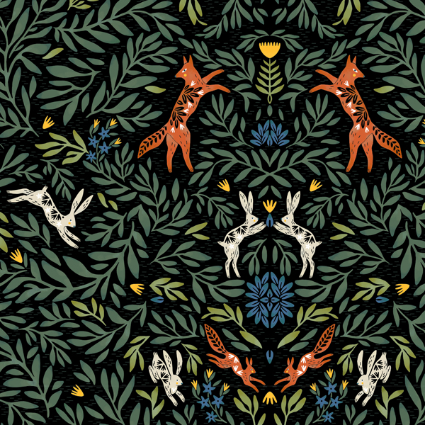 Интерьерная ткань Войвыв  черный фон